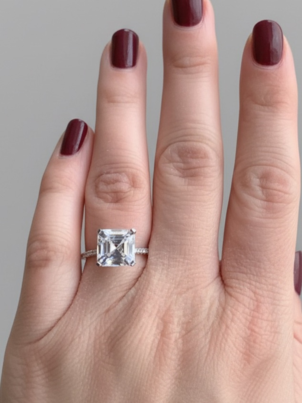 925 Sterling Silver Asher Cut Engagement Ring